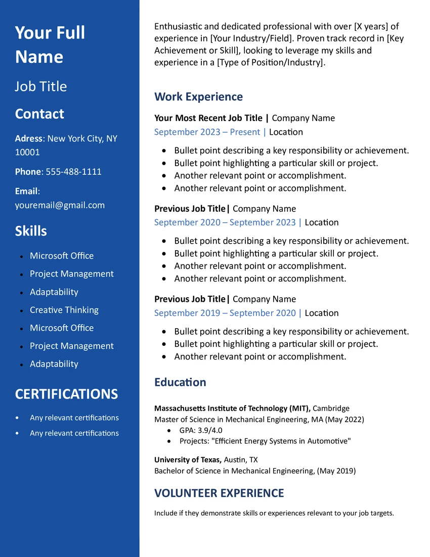 Blue Modern Resume